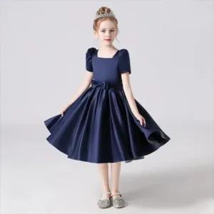 2Y,Navy Blue 2-5 Yrs Elegant Girl Dress For Formal Evening