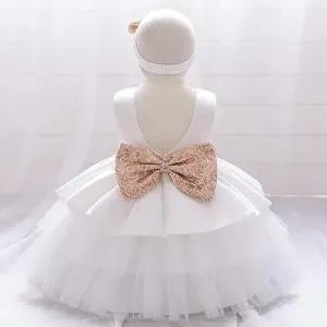 3-4Y,White Baby Girls 1st Birthday Dress Kids Lace Mesh Seq