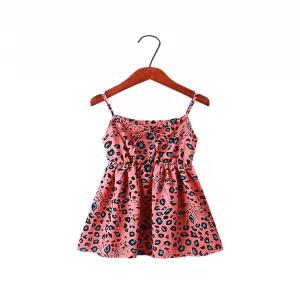 [55cm] Little Girls Cotton Dress Sleeveless Orange Cat Patt