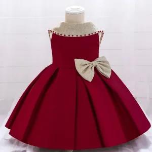 Generic Burgundy Baptism Dress Baby Girls Princess