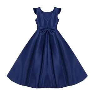 Navy Blue 12Y Kids Elegant Princess Dress For Girls Fly Sle