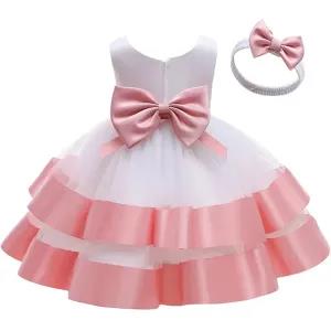 2Y,white + Pink Baby Girl 1st Birthday Party Princess Dress