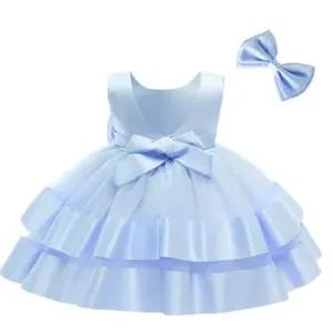 Generic Party Casual Frock Dress Blue 4Y for Girls 1-6 Years