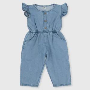 Generic Blue Girls Denim Jumpsuit