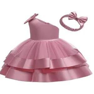 Generic Party Casual Frock Dress Pink For Girls 1-6 Years