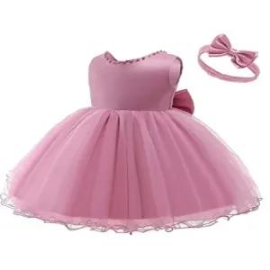 Kids Pink Party Casual Frock Dress (1-6 Years)