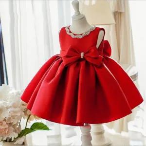 2Y,Red Party Casual Frock Dress For Girls 6 Months - 6 Year