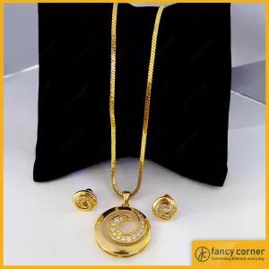 24 inch Gold Plated V-Cut Fox Chain - Derana Pendant & Deran