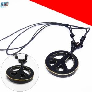 Men's Peace Sign Necklace with Rope Chain