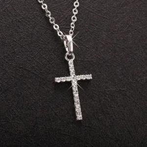 Womens Cross Pendant Crystal Chain Necklace