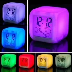 Digital Clock Alarm LED Color Changing Night Glow Table