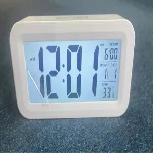 White Table Clock Alarm Digital Clock Data Time Clock