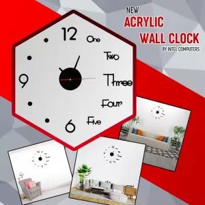 Black New 3D Acrylic Flower Mirror Wall Clock wall sticker