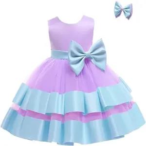 3-4Y,purple + Blue 2-6 Years Baby Girl Ruffle Lace Backless
