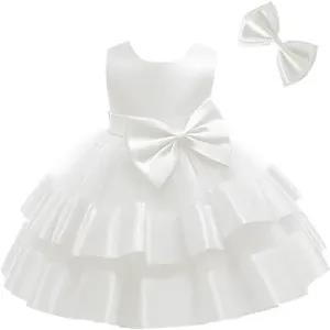 5-6Y,White 2-6 Years Baby Girl Ruffle Lace Backless Pageant