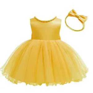 8Y,Yellow Party Casual Frock Dress For Girls 1-6 Years New