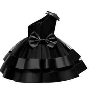 Generic Black Party Casual Frock Dress for Girls 1-6 Years