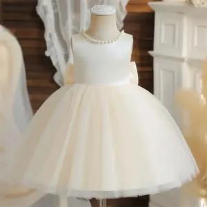 Generic 2023 Infant Baby Baptism Dress Champagne