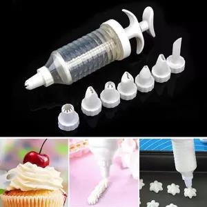 White Cake Decoration With 8pc Moulds 8 Nozzles Plastic Icin