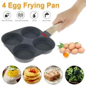Black 4 Holes Induction Pancake Frying Pan, Egg Cooker Alumi