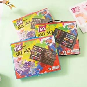 Blue Art Set 150-Piece Variety Drawing Painting Crayons Colo