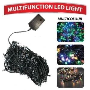 100 LED Multicoloured LED Christmas Lights Black Cable