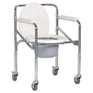 Commode Chair Stainless Steel, With Wheel Foldable