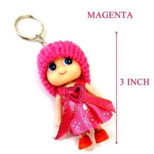 Cute Baby Doll Key Tag - Magenta