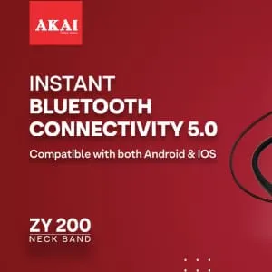 Original AKAI Zippy ZY200 Bluetooth Wireless Neckband Earphone + 1 Year Warranty