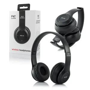 Black Wireless Headphones Over Ear P47 Super Bass 5.1, Volum