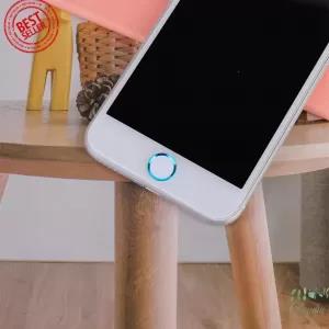 Blue White Home Button Sticker Support Finger Print