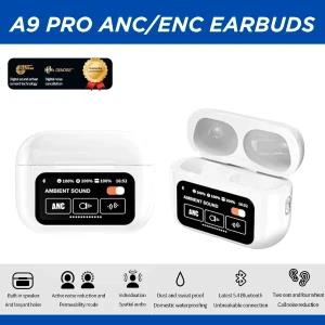 A9 Pro Wireless Earbuds Touchscreen, ANC/ENC, 36H