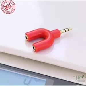Red Claudia Earphone Headphone Splitter 3.5Mm Microphon