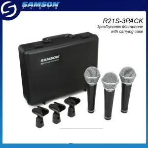 Silver Samson R21 Dynamic Vocal Microphone - 3-Pack with Cas