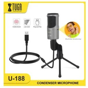 Silver XTUGA U-188 USB Condenser Microphone Built in Monitor