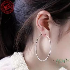 Generic Super Big Hoop Earrings Round 50mm Silver