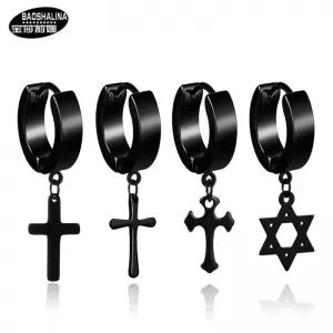 1Pcs Punk Accessories Ear Drop Earrings Corss Titanium Steel