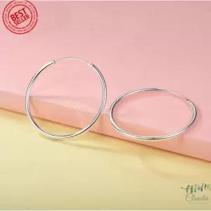 Generic Large Silver Round Hoop Earrings