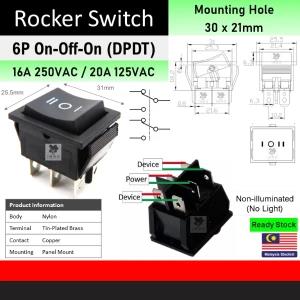 6 pin ON/OFF/ON Push type Switch (Large)