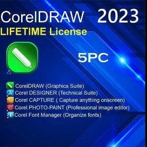 CorelDraw Graphics Suite 2023 Genuine Lifetime License 5PC
