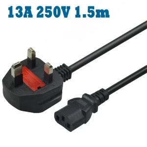 Desktop AC 3Pin Power Code Cable Square 13A 250V 1.5M
