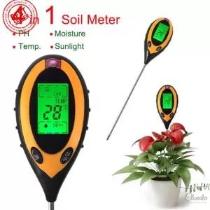 Soil Ph Meter 4 In1 Lcd Temperature Solar Moisture Ph Garden