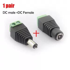 [1xMale and 1xFemale] Solderless Green DC Male Female Power