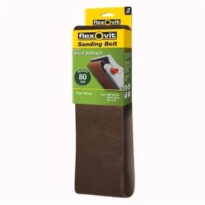 Flexovit 75 x 457mm 80 Grit Sanding Belt - 2 Pack