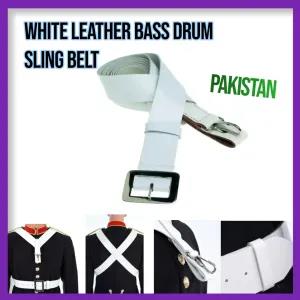White Leather Bass Drum Sling Belt - Pakistan