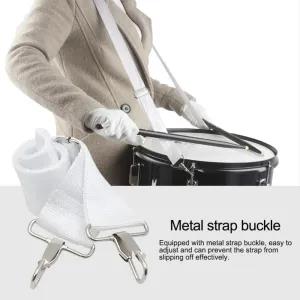 White Marching Band Snare Side Drum Belt Strap with Metal Cl