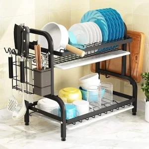 2 Tier Dish Drying Rack - Steel Dish Rack