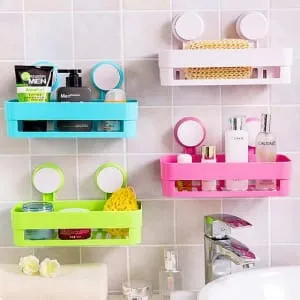 Bathroom Rectangle Shower Shelf With Suction Cup