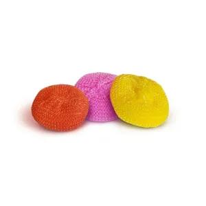 Multicolor Round Plastic Scrubber (Small) Pack of 3