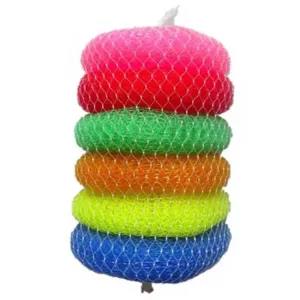 Multicolor Round Plastic Scrubber (Small) Pack of 6